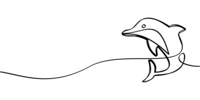 continuous line drawing of dolphin symbol. abstract line art illustration vector