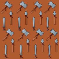 Medieval weapons pattern background vector