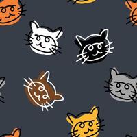 Line art abstract cat seamless pattern vector