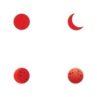 Four red and white moons and a crescent vector