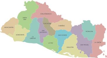map of El Salvador with departments or regions and administrative divisions. Editable and clearly labeled layers. vector
