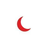 A red crescent with a white background vector