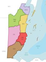 illustrated regional map of Belize with districts and administrative divisions, and neighbouring countries and territories. Editable and clearly labeled layers. vector