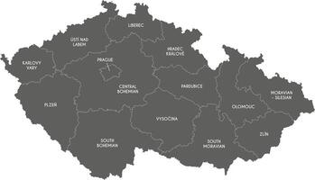 map of Czechia or Czech Republic with regions or territories and administrative divisions. Editable and clearly labeled layers. vector
