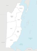regional map of Belize with districts and administrative divisions, and neighbouring countries and territories. Editable and clearly labeled layers. vector