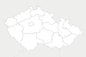 blank map of Czechia or Czech Republic with regions and administrative divisions, and neighbouring countries and territories. Editable and clearly labeled layers. vector