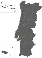 regional blank map of Portugal with districts, autonomous regions and administrative divisions. Editable and clearly labeled layers. vector