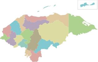 blank map of Honduras with departments or territories and administrative divisions. Editable and clearly labeled layers. vector