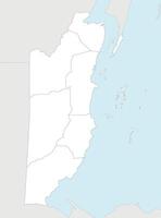 regional blank map of Belize with districts and administrative divisions, and neighbouring countries and territories. Editable and clearly labeled layers. vector