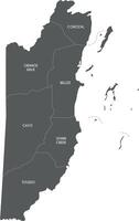 regional map of Belize with districts or territories and administrative divisions. Editable and clearly labeled layers. vector