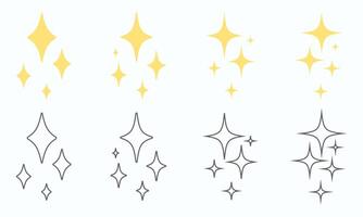 a collection of various four pointed star shapes for shiny, sparkling, glowing and other effects. vector