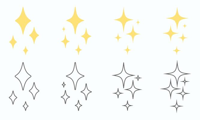 a collection of various four pointed star shapes for shiny, sparkling, glowing and other effects.