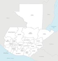 regional map of Guatemala with departments and administrative divisions, and neighbouring countries and territories. Editable and clearly labeled layers. vector