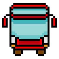Bus front view in pixel art vector