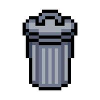 Trash can with pixel art vector