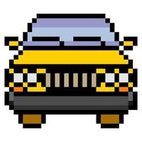 Car front view with pixel art vector