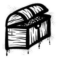 Treasure chest with hand drawn black spray paint graffiti vector