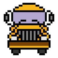 School bus front view in pixel art vector