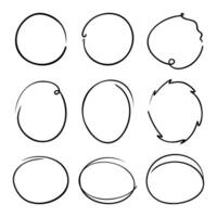 Creative collection of circle and ellipse lines on white background vector