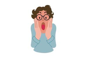 man with glasses surprised vector