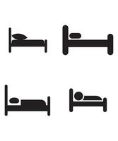 Various Bed Silhouettes with Pillows and Sleeping Figures vector