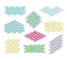 A timeless collection of Seigaiha wave pattern, featuring layered curves inspired by traditional Asian art. For decorative backgrounds, cultural projects, and modern branding. vector