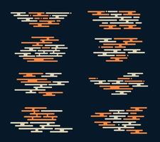 A stylish collection of oriental cloud patterns with geometric line designs, inspired by traditional Asian aesthetics, for decorative backgrounds, cultural artwork, and elegant branding. vector