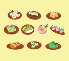 A delightful collection of Indonesian traditional snack illustrations, for culinary projects, food menus, cultural events, and travel guides vector