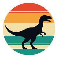 dinosaur silhouette on retro vintage background vector