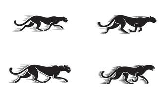Silhouettes of Cheetah in Motion. vector