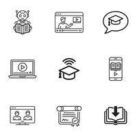 Virtual Learning and Digital Classroom Icons Set vector