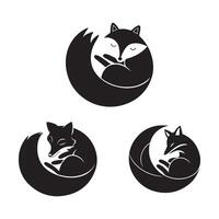 Sleeping Foxes in Circles Perfect for Kids Designs Silhouettes vector
