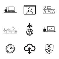 Mobile Office and Digital Nomad Essentials Icons Set vector