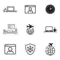 Remote Work and Digital Nomad Lifestyle Icons Set vector