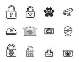Smart Home Security and Access Control Icons Set vector