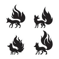 Fox Silhouettes. Fully editable vector