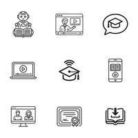 Online Courses and Remote Study Icons Set vector