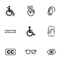 Assistive Technology and Disability Support Line Icons vector