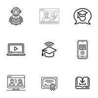 Distance Learning and EdTech Icons Set vector