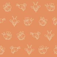 Outline Bee Seamless Pattern Background for Print Fabric Surface Fashion Wrapping vector