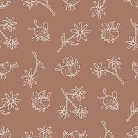 Outline Seamless Pattern of Bee Daisy Flower Background for Fashion Wrapping Print Fabric vector