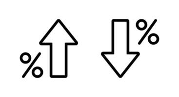 Percent growth and decline outline icon in rounded corner. Percentage arrow up and down sign symbol vector