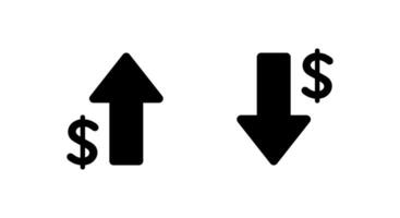 Dollar arrow up and down icon in trendy style. USD growth and decline sign symbol vector