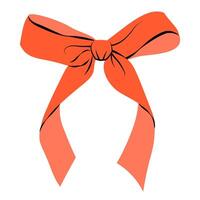 Red ribbon bow isolated on transparent background. vector