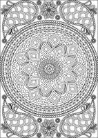 Black complex doodle mandala on a transparent background, for printable coloring vector