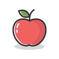 Red apple fruit with leaf icon isolated flat style. vector