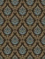 Diamond shaped ogee seamless pattern with brown frame and blue center motif for decorations, wallpaper, fabric prints, textile, wrapping paper, and other digital prints. vector