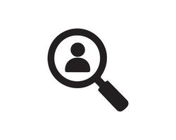 Search Icon - Person Symbol for Male User Profile Avatar With Magnifying Glass for find in Glyph Pictogram. vector