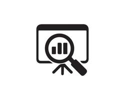 A magnifying glass over a graph, representing data analysis, research, or search functions in statistics or business contexts design. vector