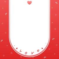 Cute red border or frame with mini heart and word love. vector